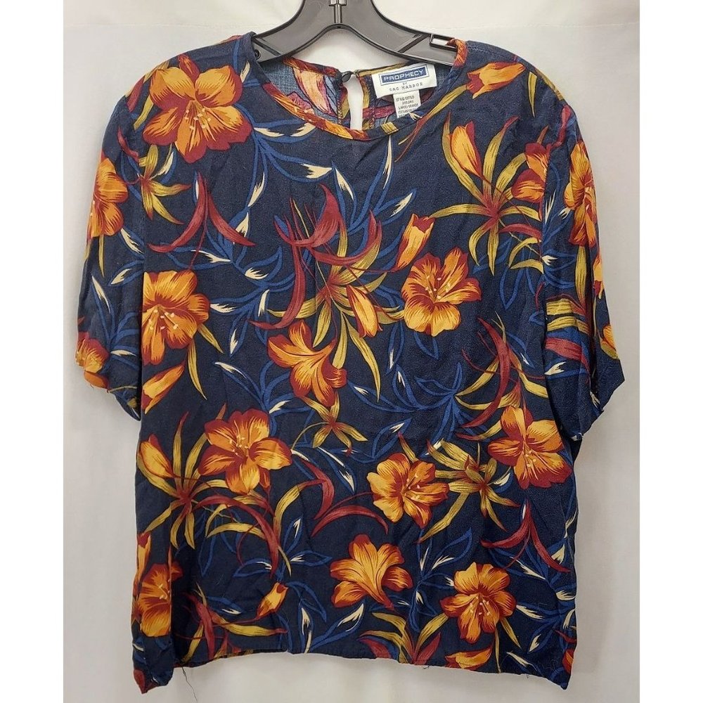 Sag Harbor L Floral Short Sleeve Blouse-G4